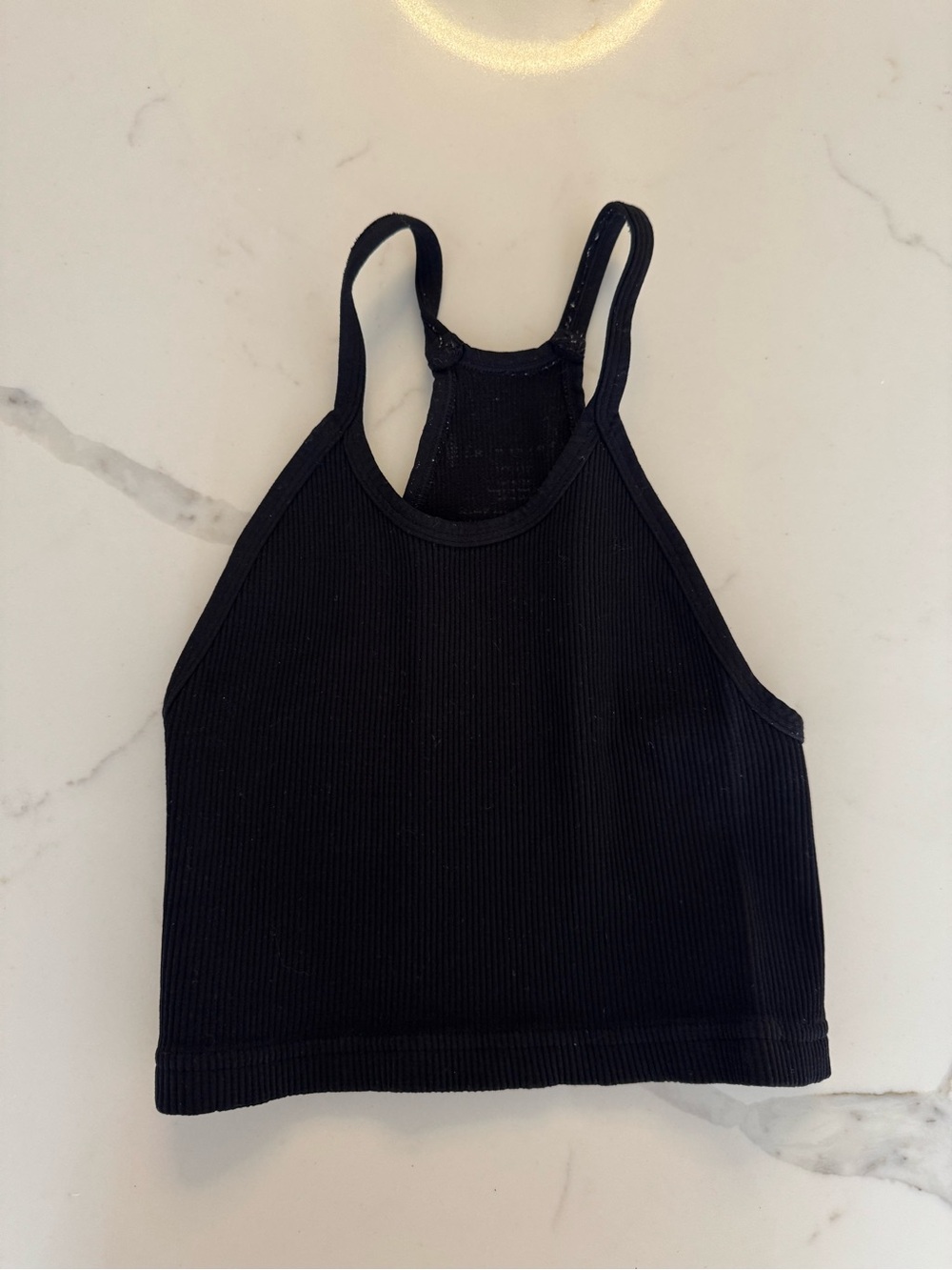 Free People Black Ribbed Racerback Crop Tank